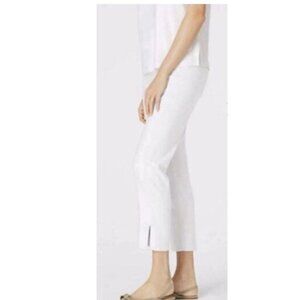 ❤️320 J. JILL Linen Stretch Front Slit White Ankle Pants